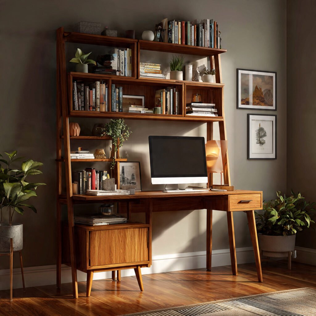 Home Office Table With Bookshelf Ideas