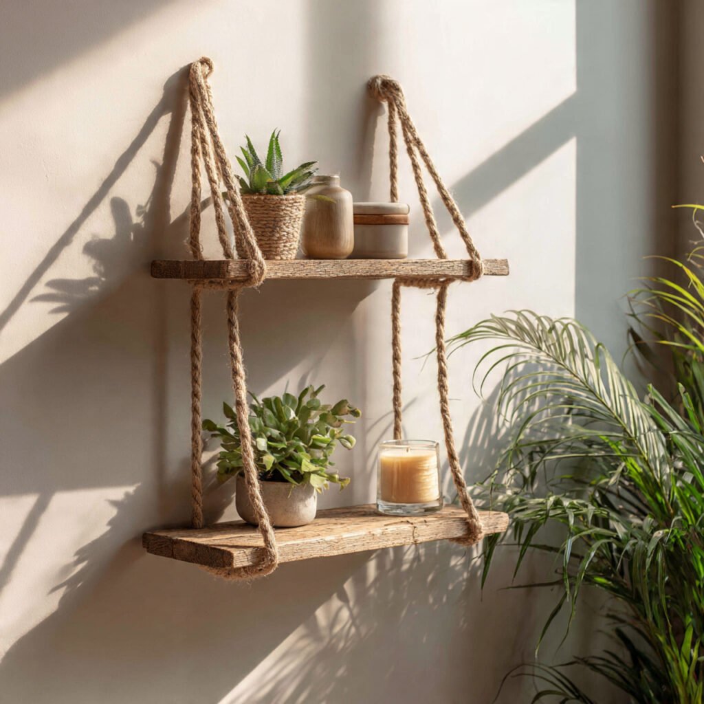 25 Boho Bedroom Decor Ideas That Transform Any Room Instantly 25 Jute Hanging Shelf Ideas