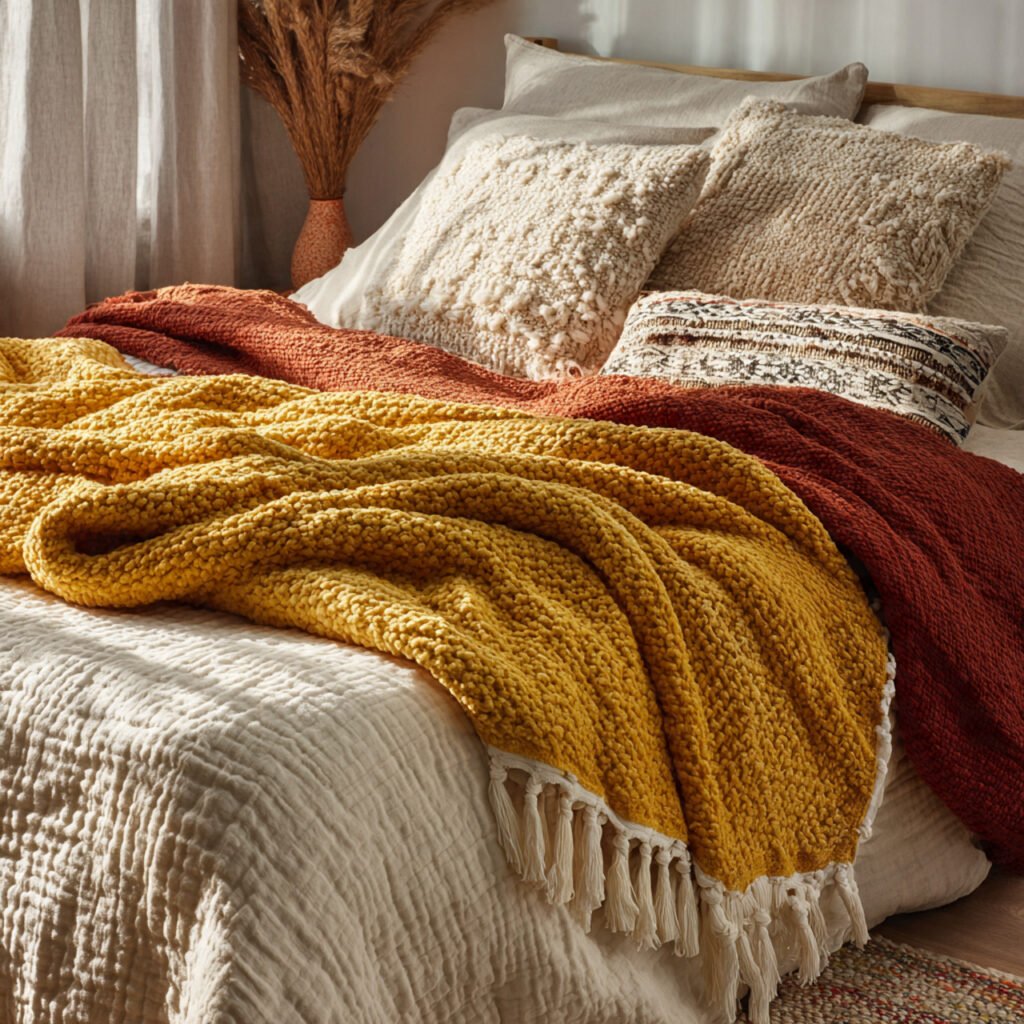 25 Boho Bedroom Decor Ideas That Transform Any Room Instantly 17 Layered Throw Blanket Ideas