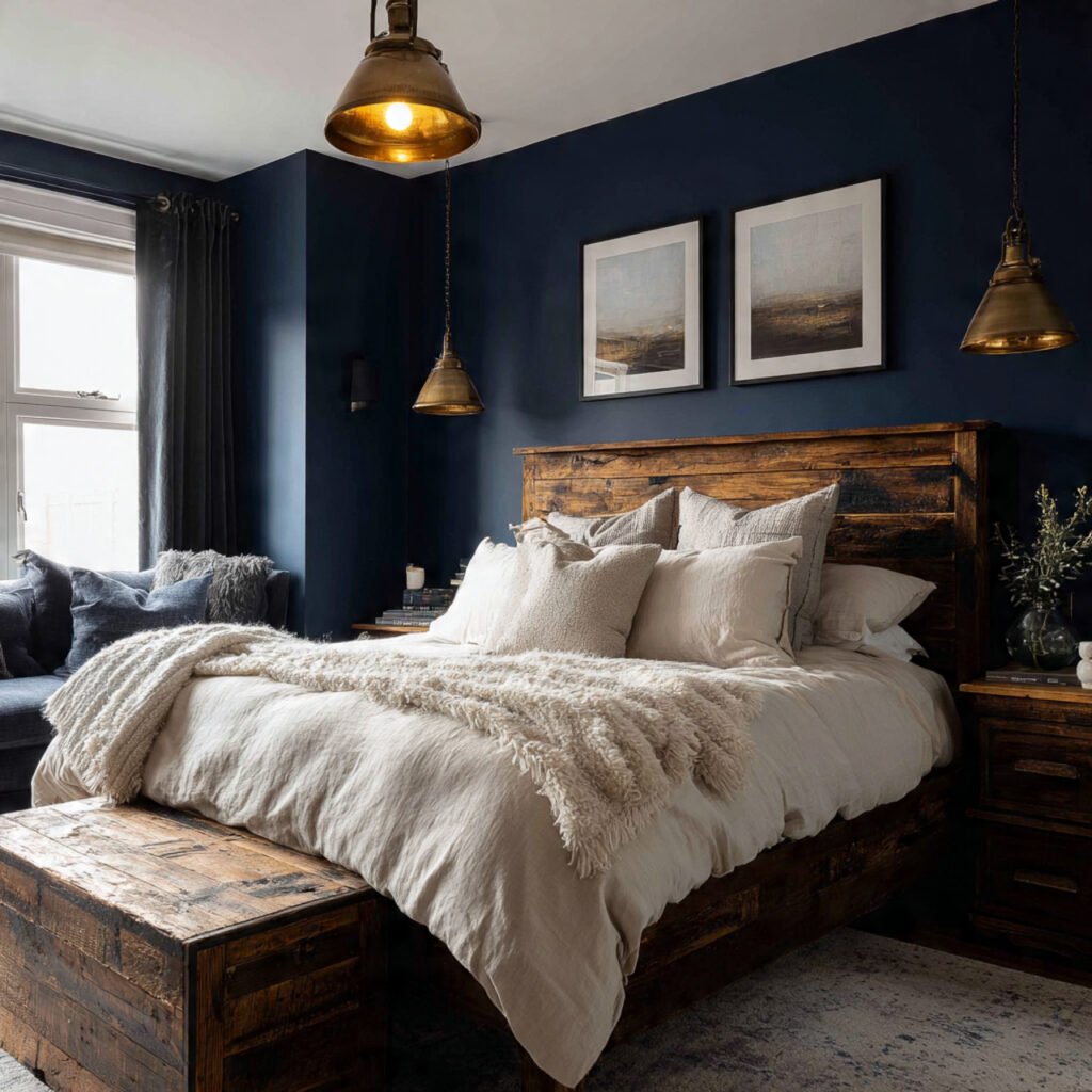 Navy Blue Farmhouse Bedroom Ideas