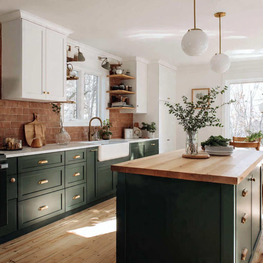 Open Kitchen Design With Bold Color Accents