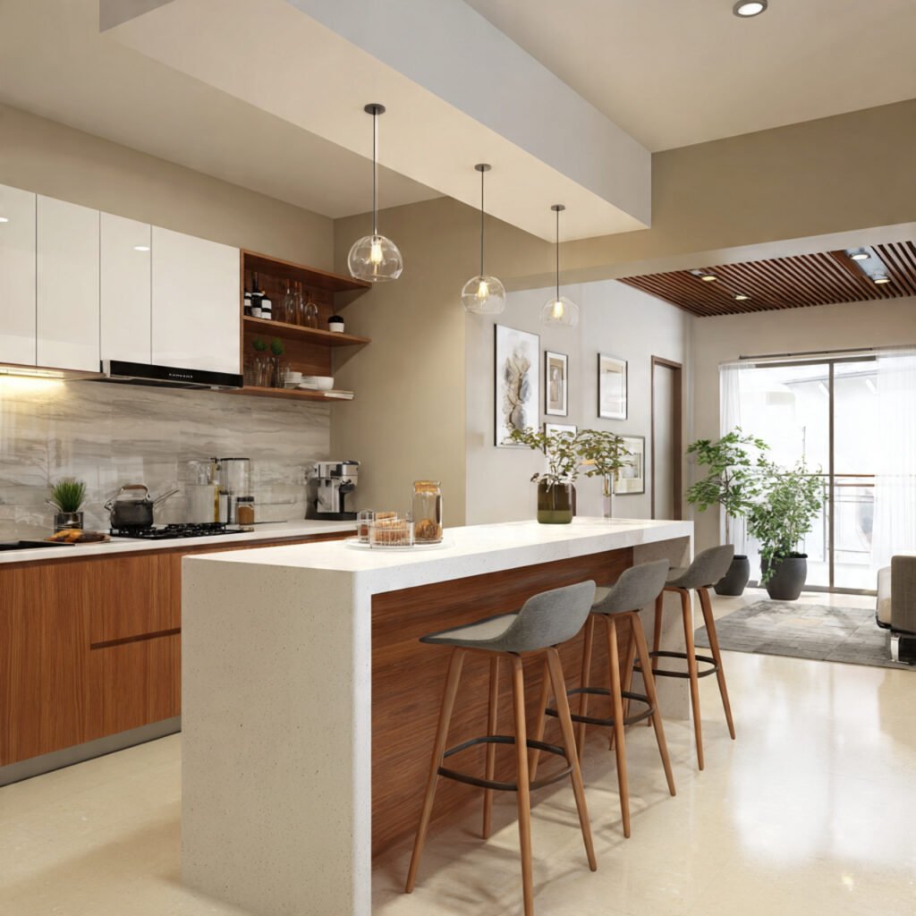 Open Kitchen With Breakfast Bar