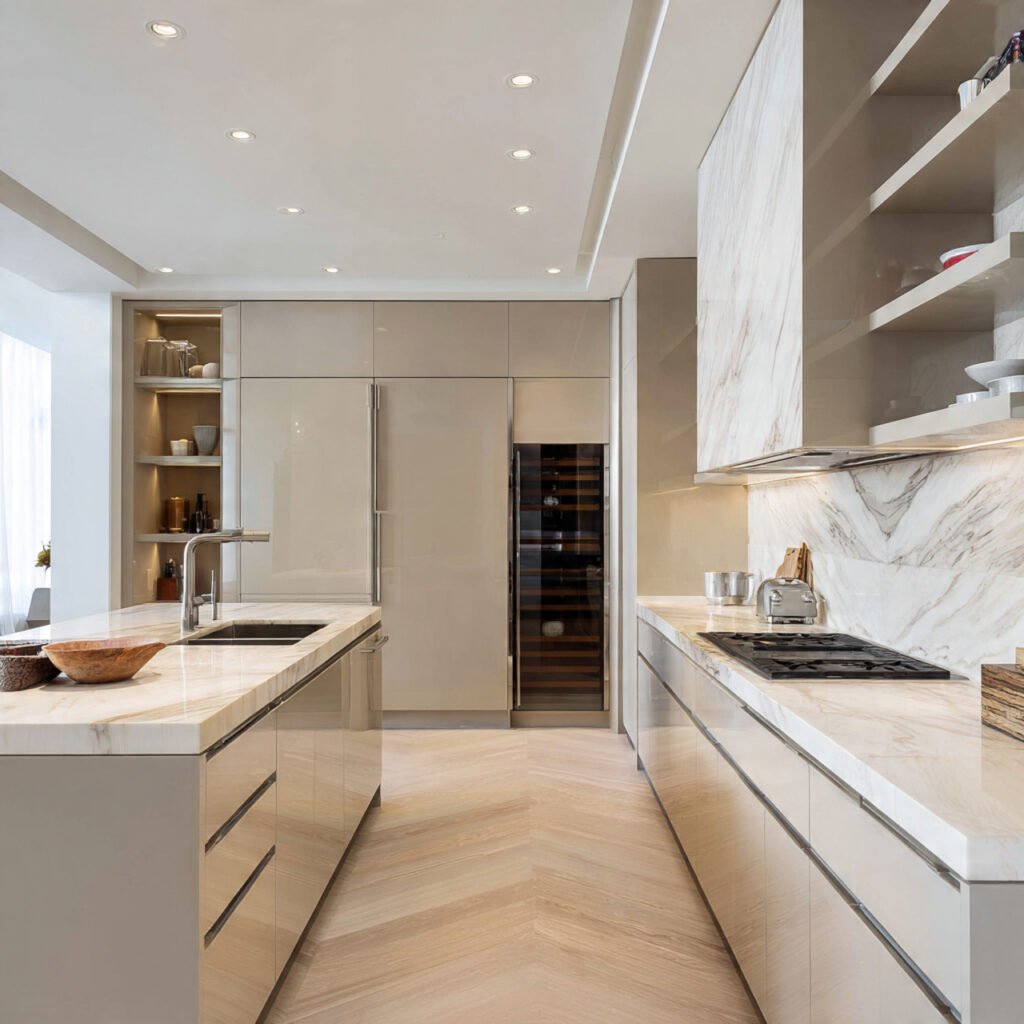 Open Kitchen Design With Hidden Appliances