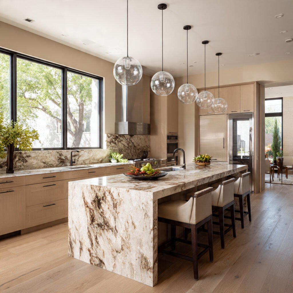 Open Kitchen With Island Centerpiece