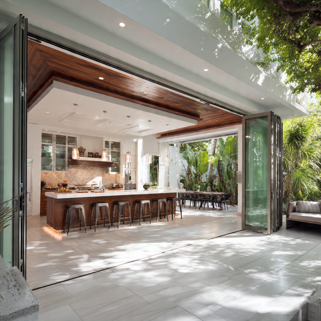 Open Kitchen Design With Patio Connection