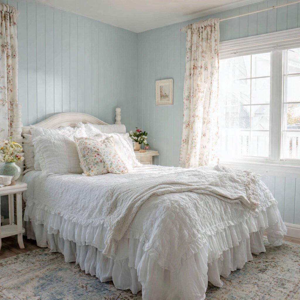Powder Blue Farmhouse Bedroom Ideas