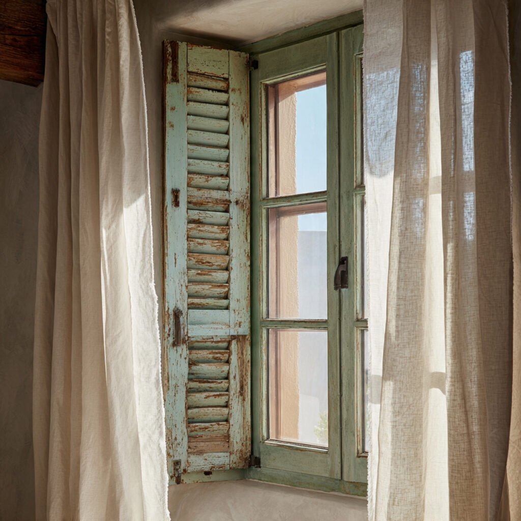 Rustic Window Shutters Indoors