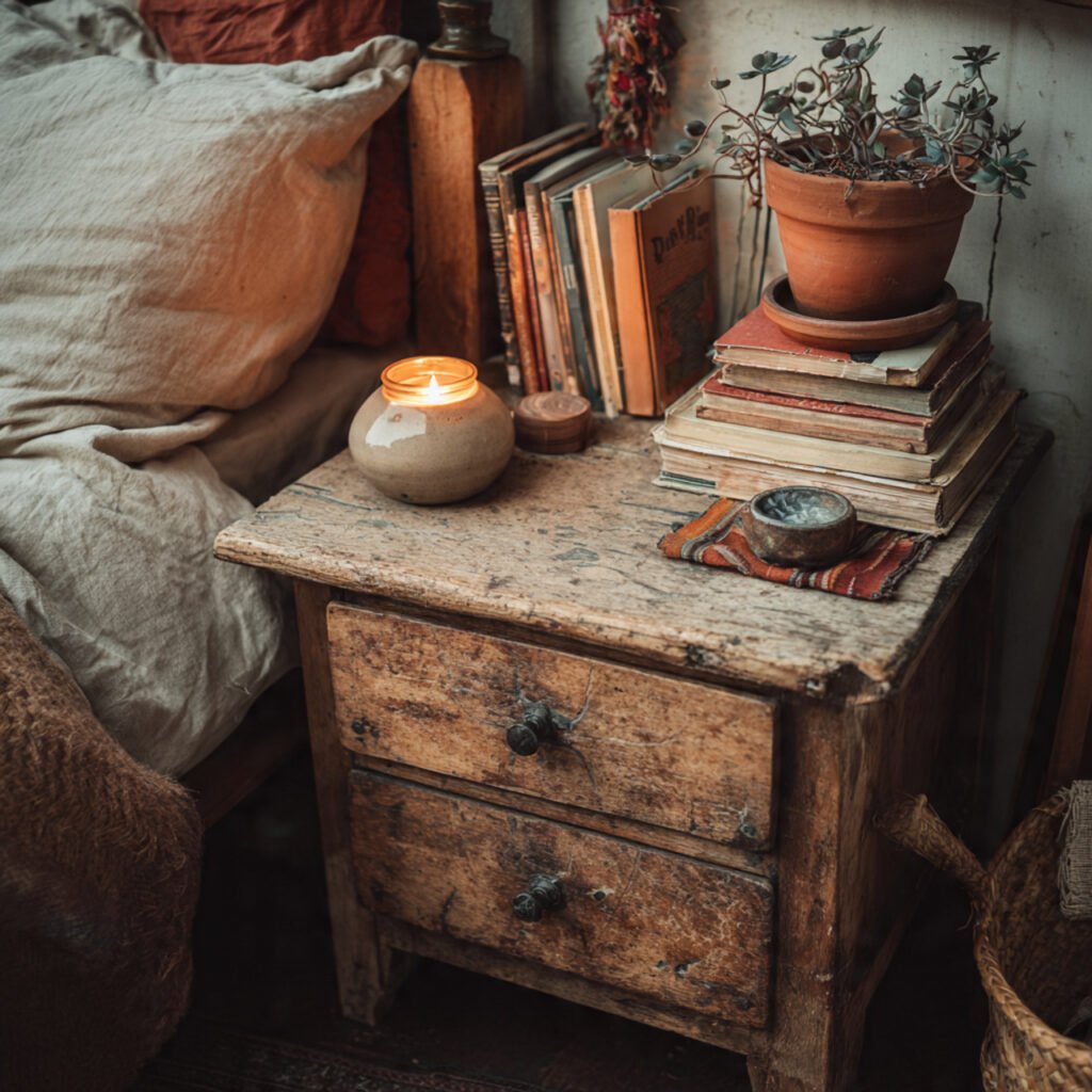 25 Boho Bedroom Decor Ideas That Transform Any Room Instantly 5 Vintage Wooden Nightstand Ideas