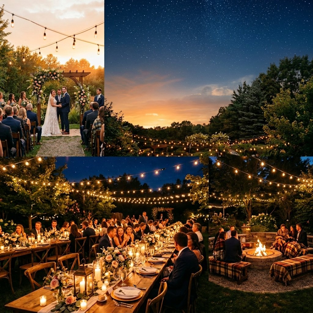 32 Backyard Wedding Celebration Ideas Every Couple Needs to See Right Now 12 Evening Backyard Wedding Celebration Ideas