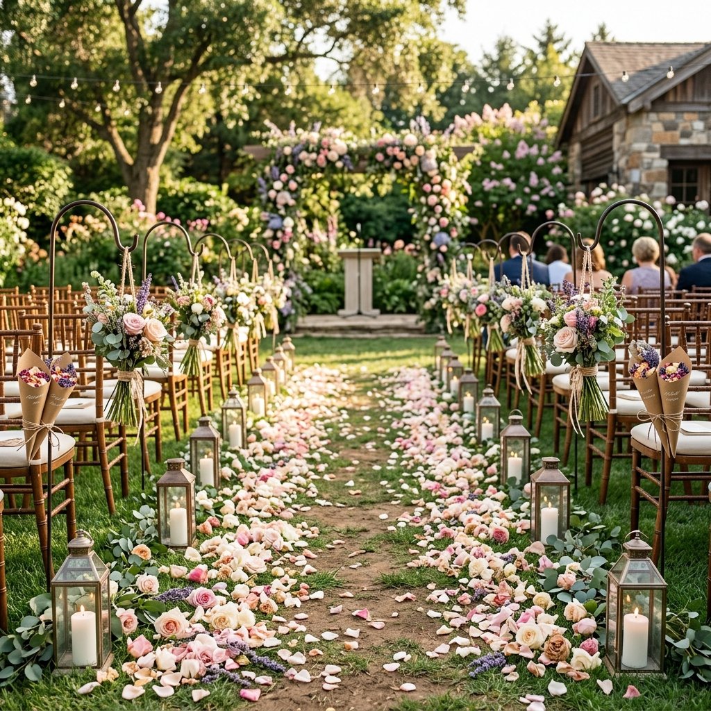 32 Backyard Wedding Celebration Ideas Every Couple Needs to See Right Now 24 Backyard Wedding Aisle Decoration Ideas