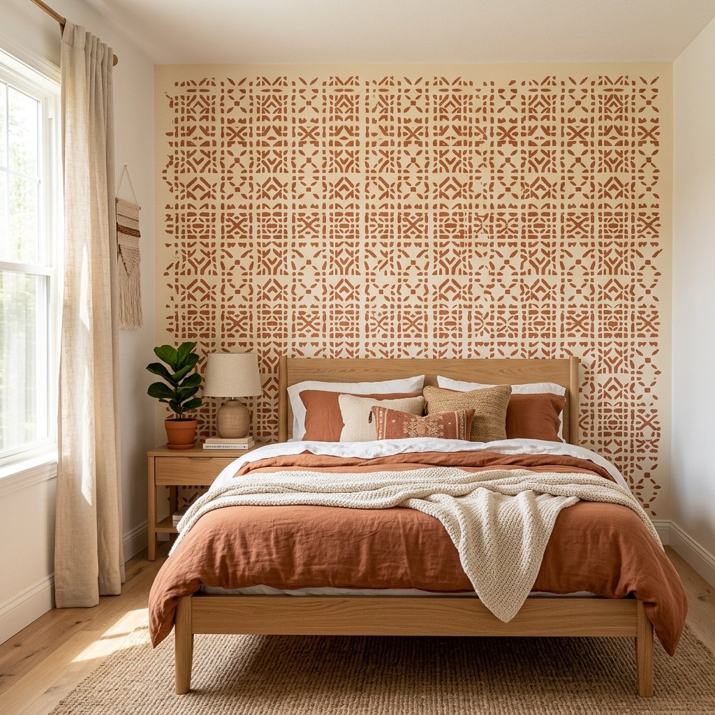 Stenciled Accent Wall diy home decor Ideas