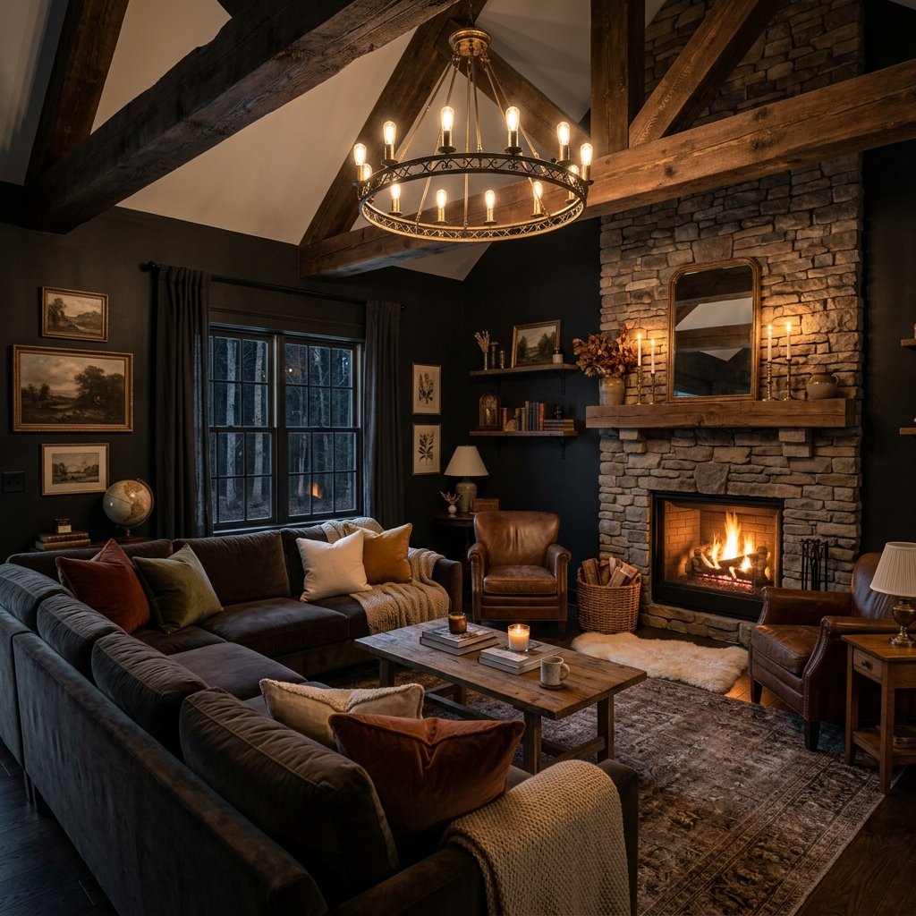 Rustic Luxury Black Living Room Ideas