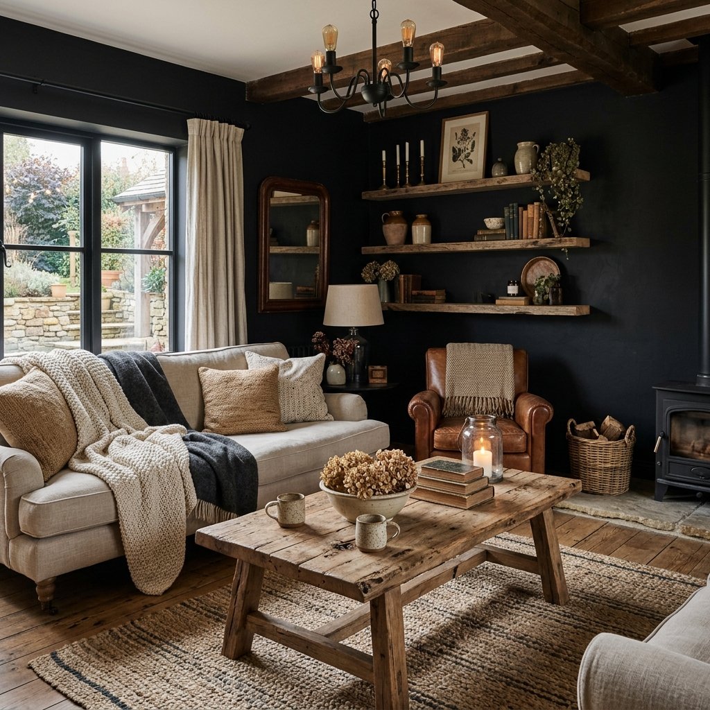 Reclaimed Wood and Black Living Room Ideas