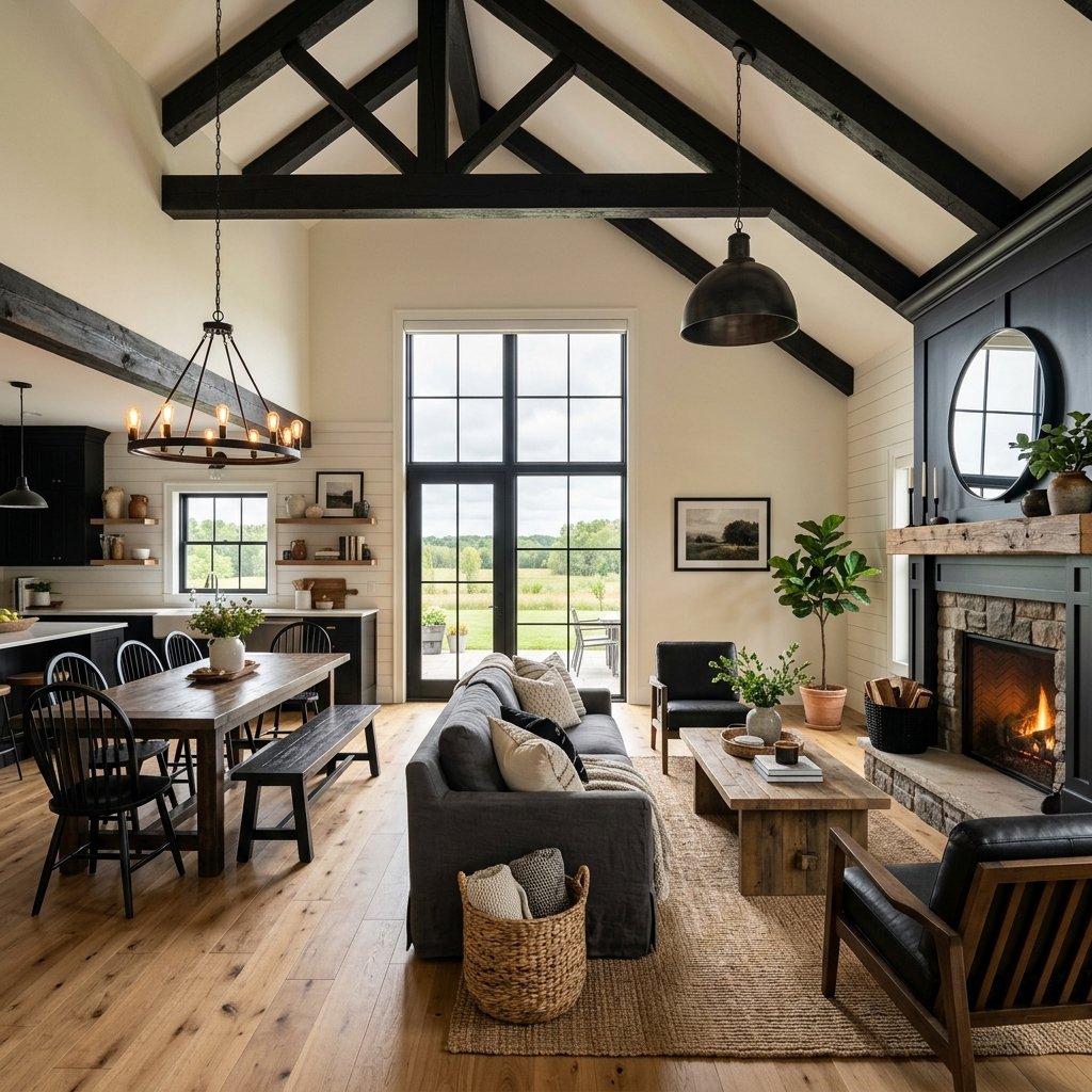 Small Black Farmhouse Living Room Ideas