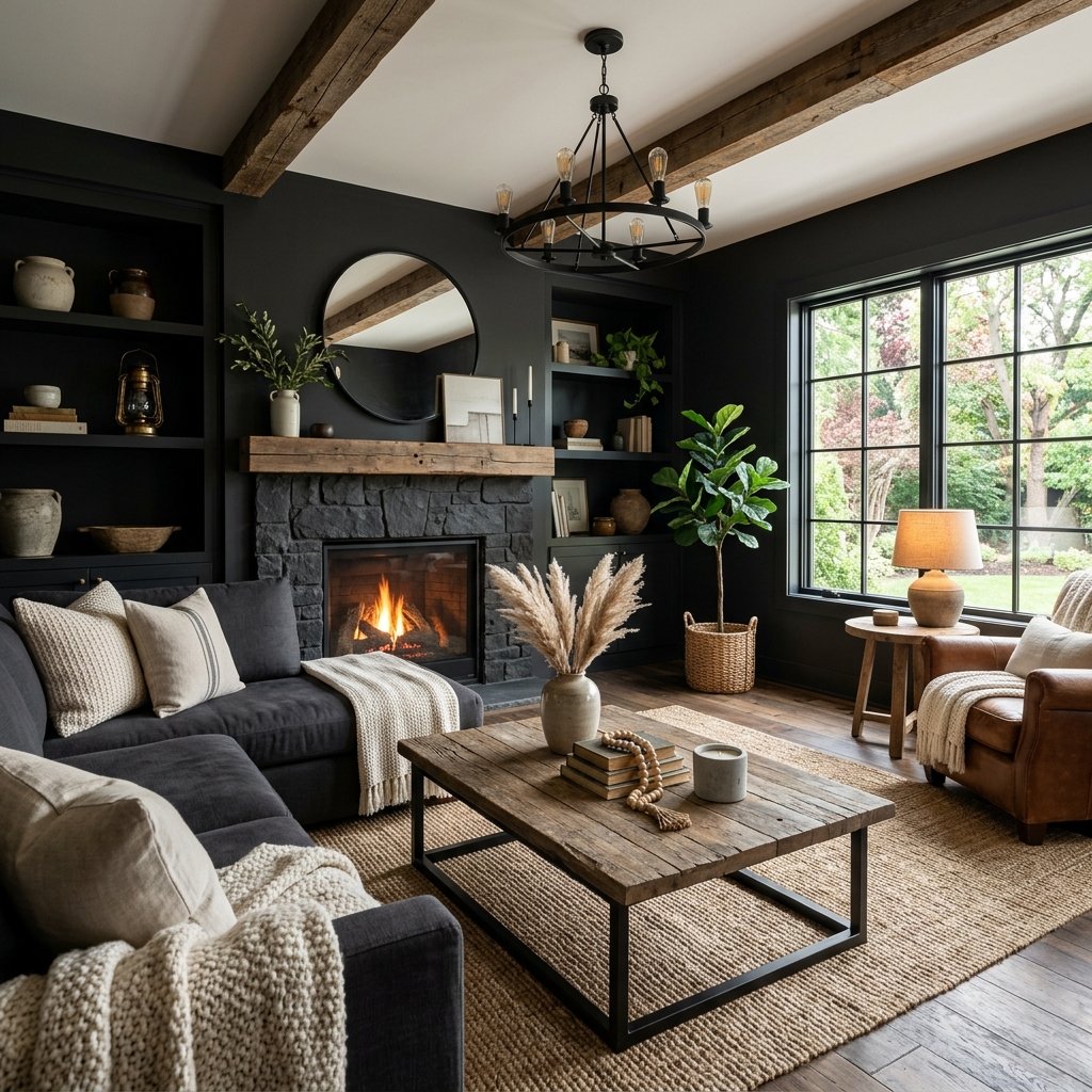 Modern Rustic Black Living Room Ideas