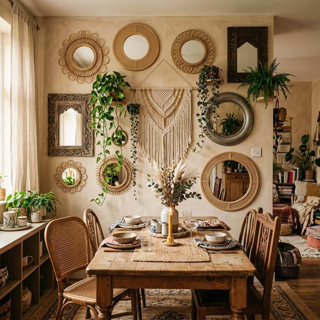 Bohemian Dining Room Mirror Decor Ideas