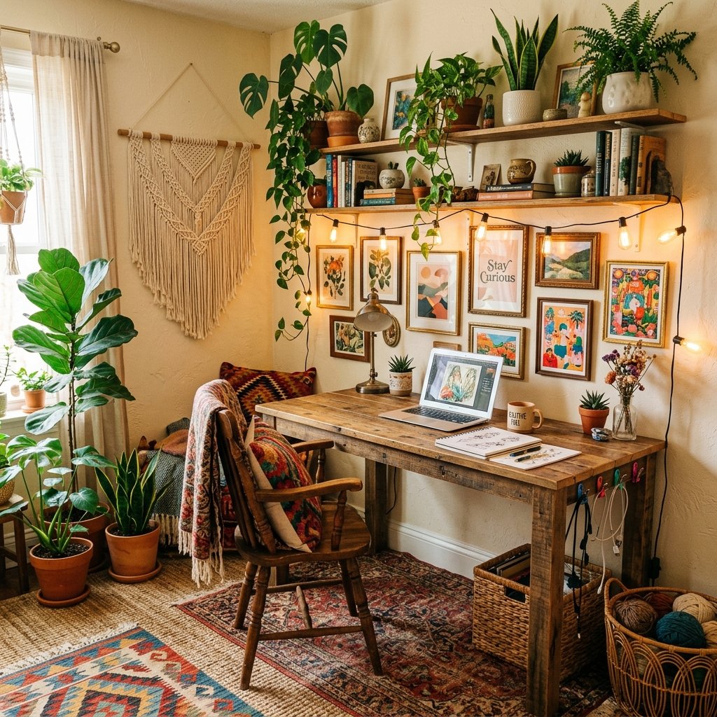 Bohemian Home Office Aesthetic Ideas