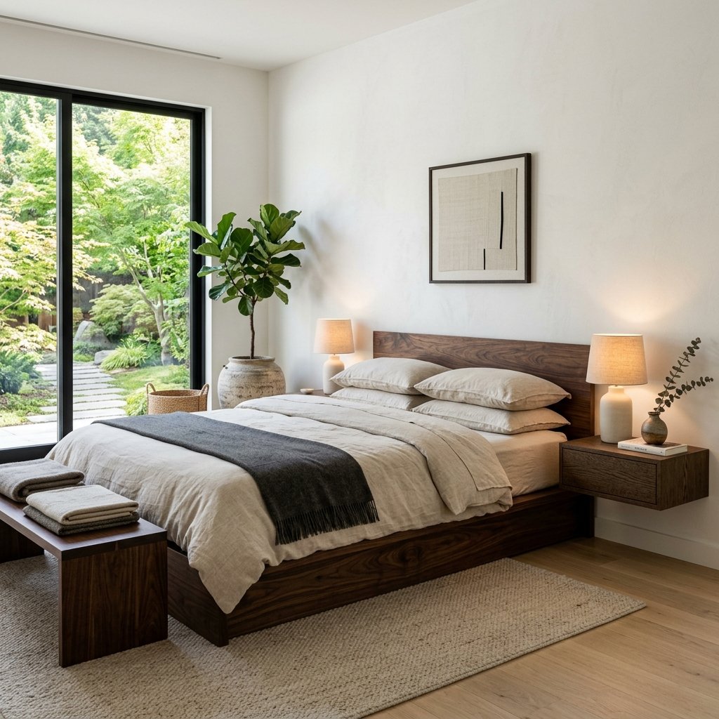 Japandi Dark Wood Bedroom Ideas