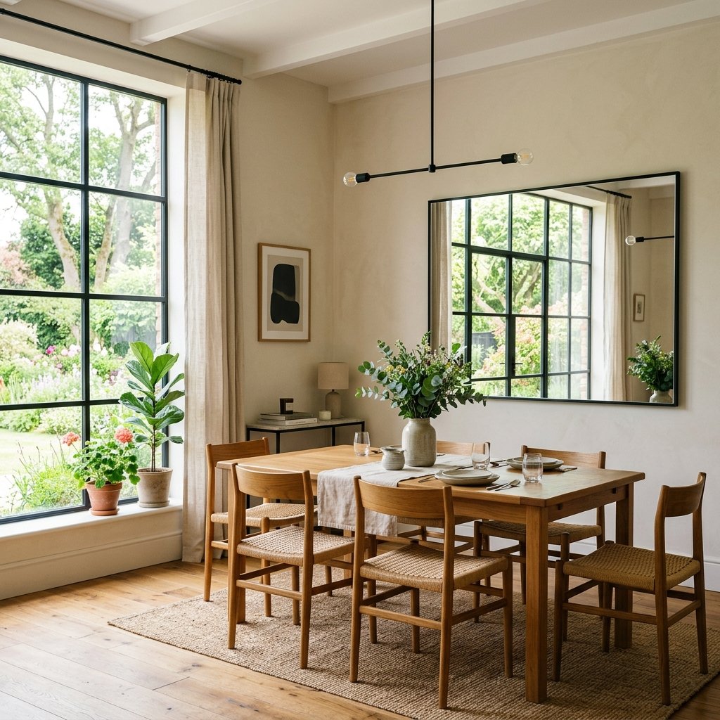 Dining Room Mirror decor Opposite Window Ideas