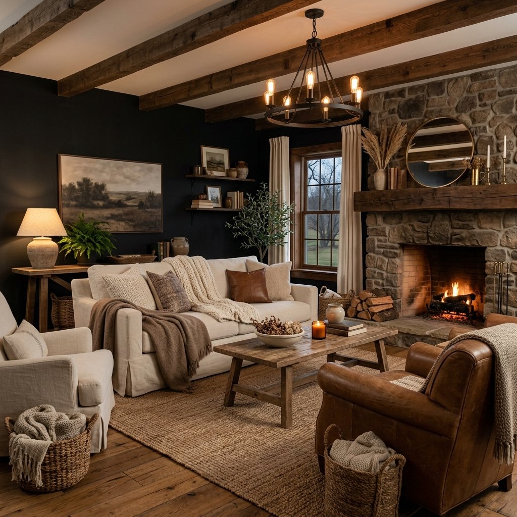 Warm Neutral Black Farmhouse Ideas