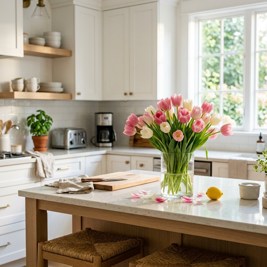 Kitchen Island Fresh Flower Ideas