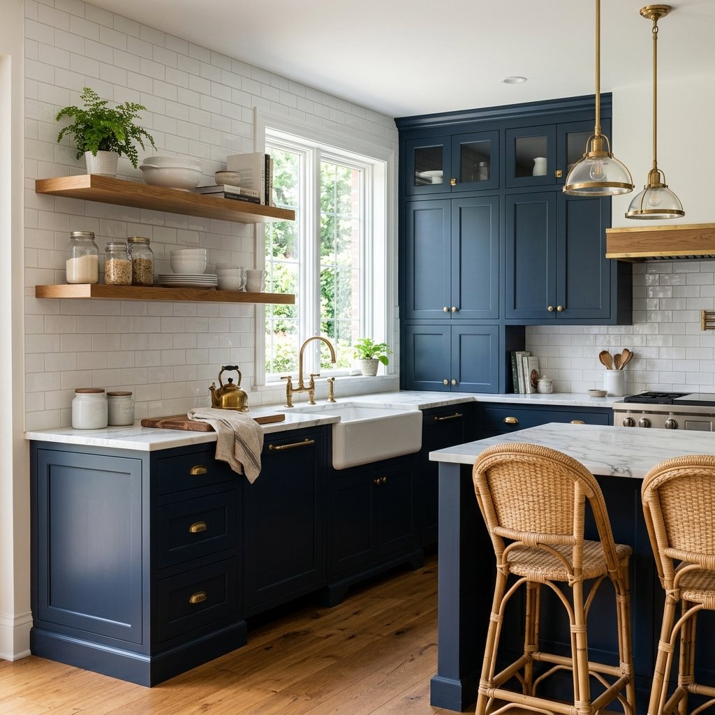 Classic Navy Kitchen Cabinet Ideas