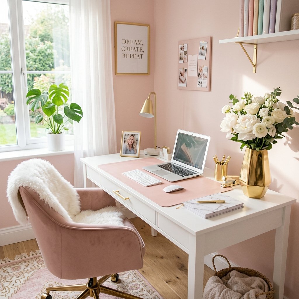 Pink Home Office Aesthetic Ideas