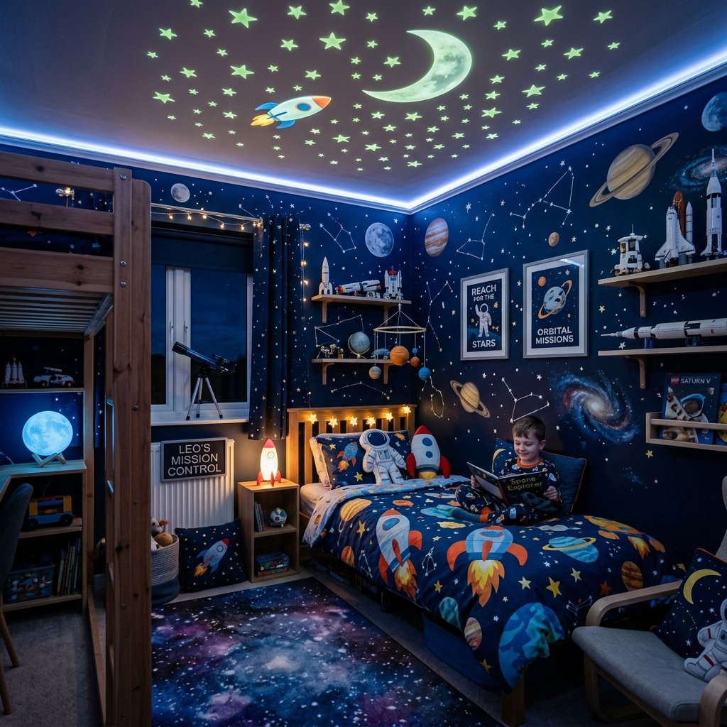 32 Creative Kids Room Ideas to Transform Any Bedroom Fast 9 Space Themed Kids Room Ideas