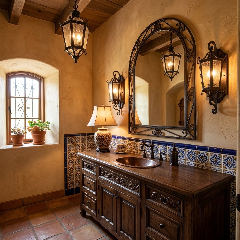 30 Modern Spanish Bathroom Inspiration for a Timeless Luxury Look 18 Modern Spanish Bathroom Lighting Ideas