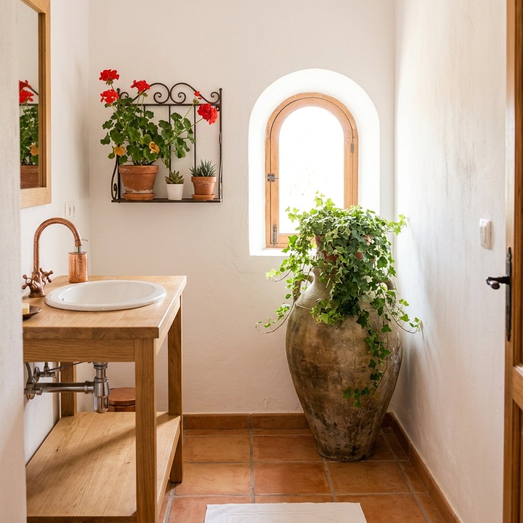 30 Modern Spanish Bathroom Inspiration for a Timeless Luxury Look 23 Modern Spanish Bathroom Plant Decor Ideas