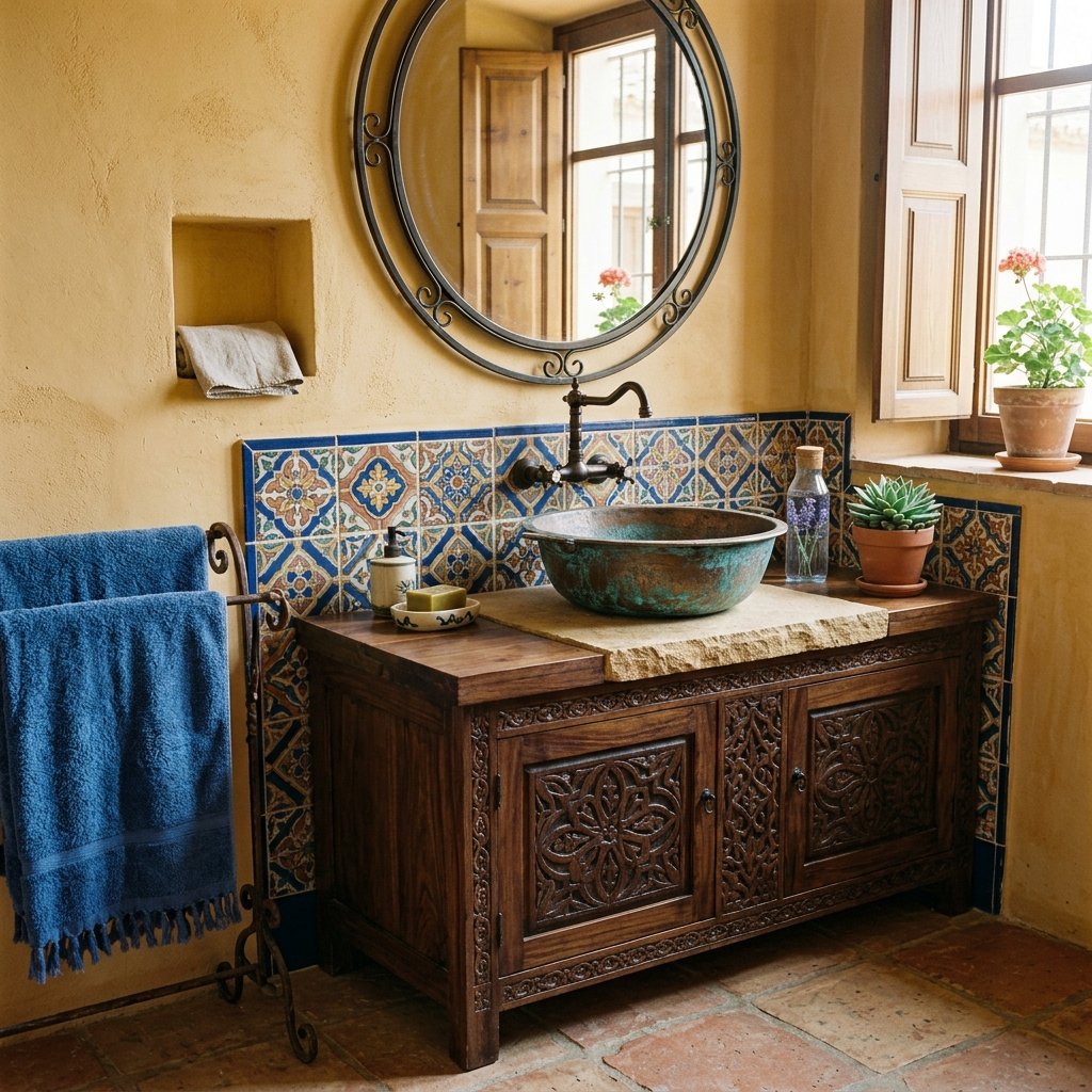 30 Modern Spanish Bathroom Inspiration for a Timeless Luxury Look 27 Spanish Bathroom Sink Ideas