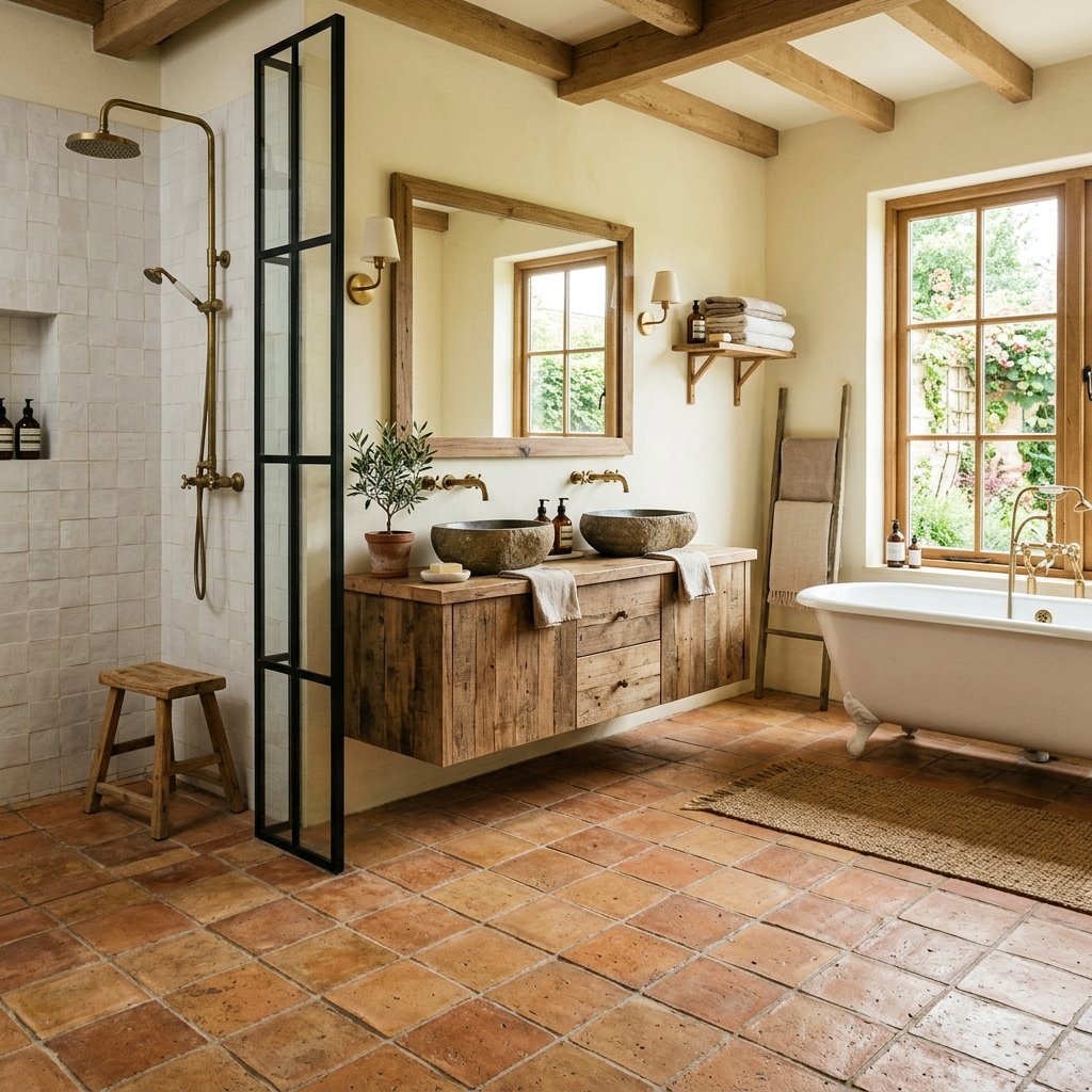 30 Modern Spanish Bathroom Inspiration for a Timeless Luxury Look 3 Terracotta Floor Bathroom Ideas