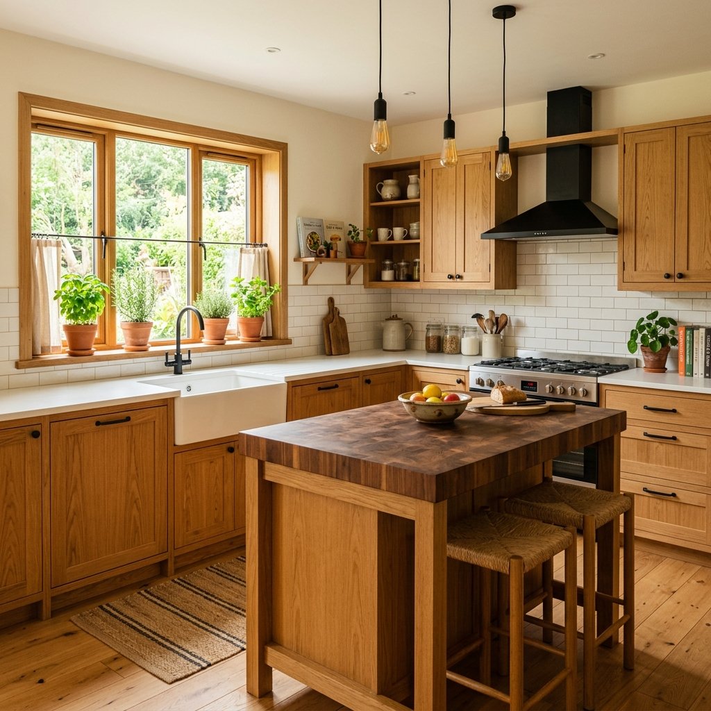Warm White Kitchen With Wood Cabinet Ideas