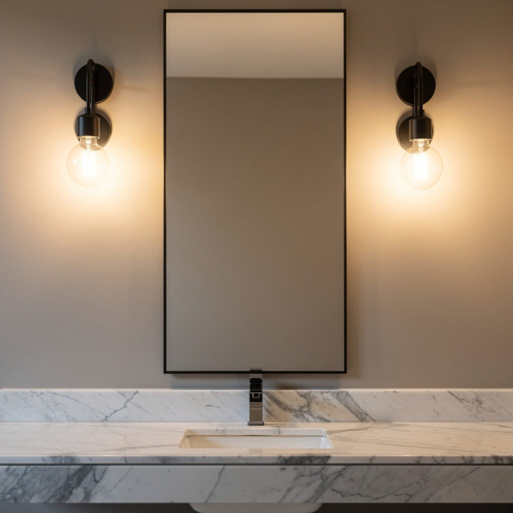 25 Black Bathroom Decor Ideas for Every Budget and Every Style 19 Black Bathroom Lighting Ideas