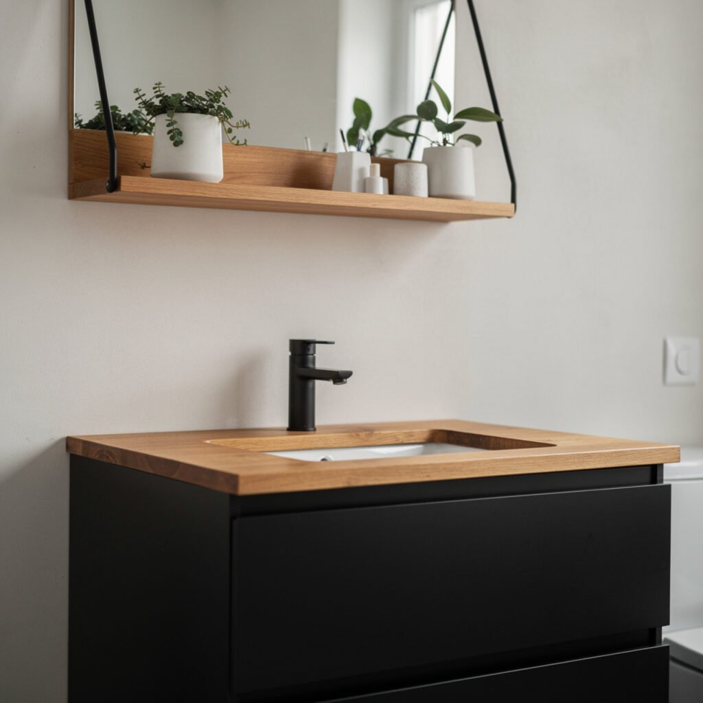 25 Black Bathroom Decor Ideas for Every Budget and Every Style 12 Black and Wood Bathroom Decor Ideas