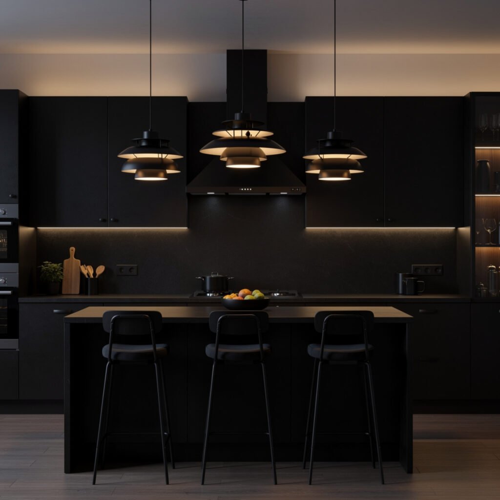 Black Kitchen Lighting Ideas
