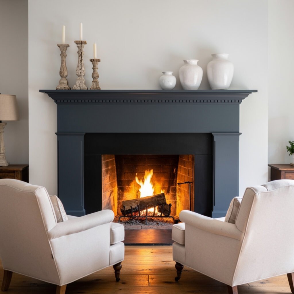 Blue Farmhouse Living Room Fireplace Surround Ideas
