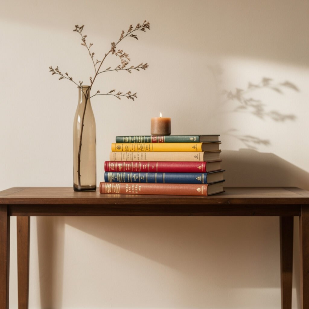 Console Table with Books and Vases Ideas