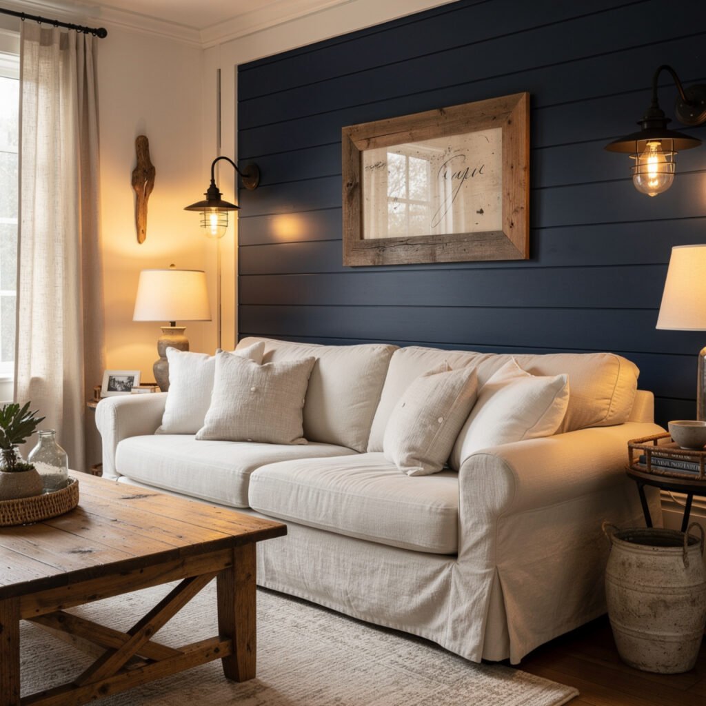 Navy Blue Shiplap Accent Wall Ideas