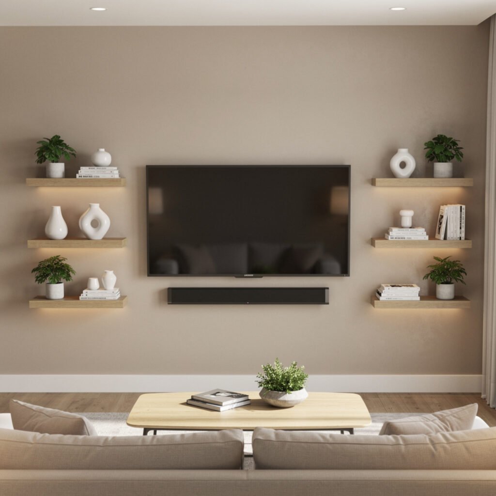 Floating Shelves Around TV Idea