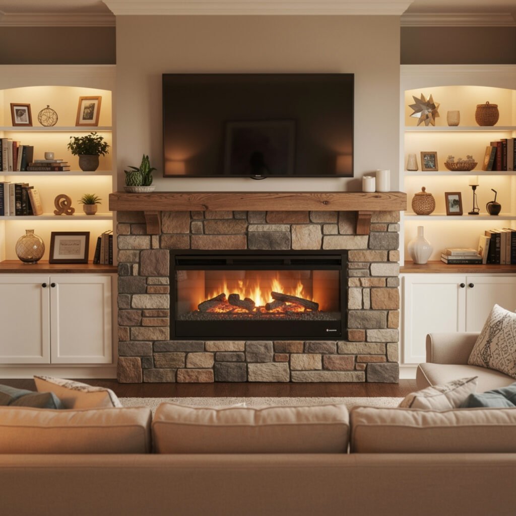 TV Wall With Fireplace Idea