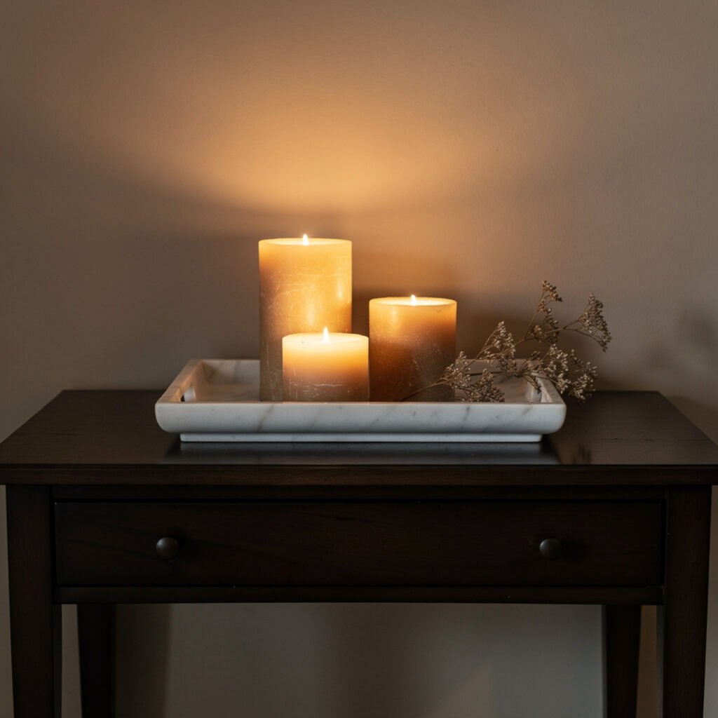 Console Table with Candles and Tray Ideas