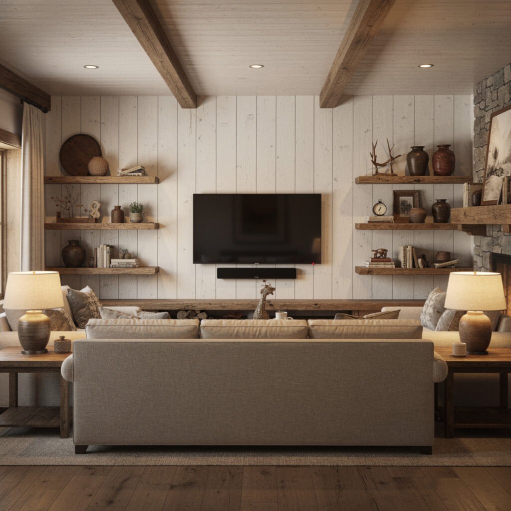 Shiplap Accent Wall Behind TV Idea