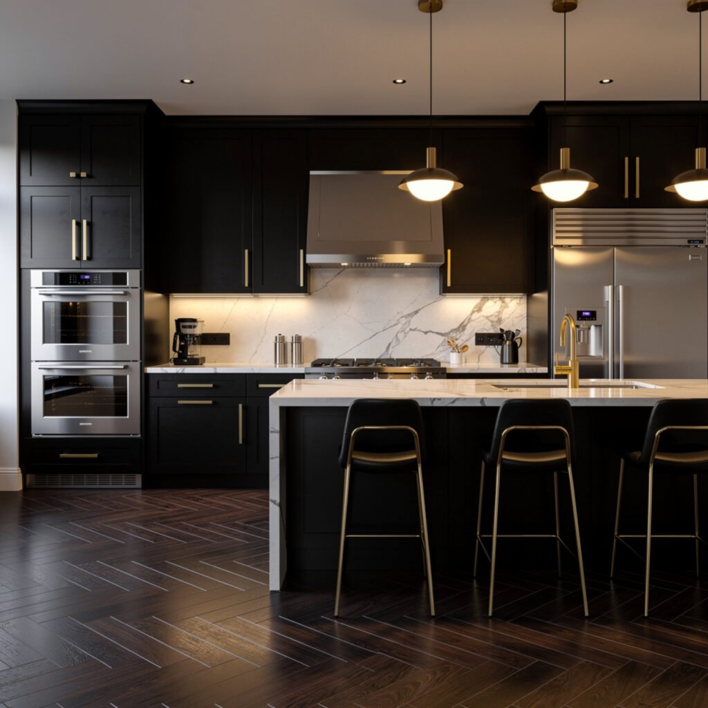 Black Kitchen with Gold Accents Ideas