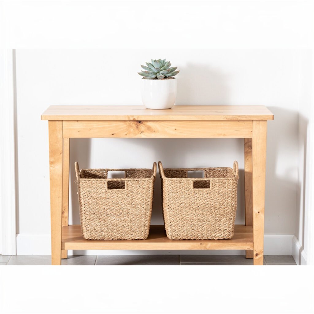 Console Table with Baskets Ideas
