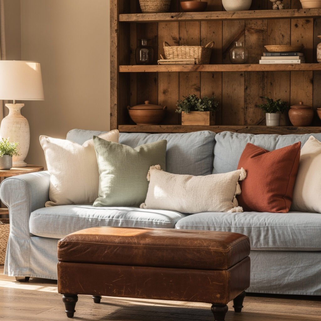 Light Blue Farmhouse Linen Couch Ideas