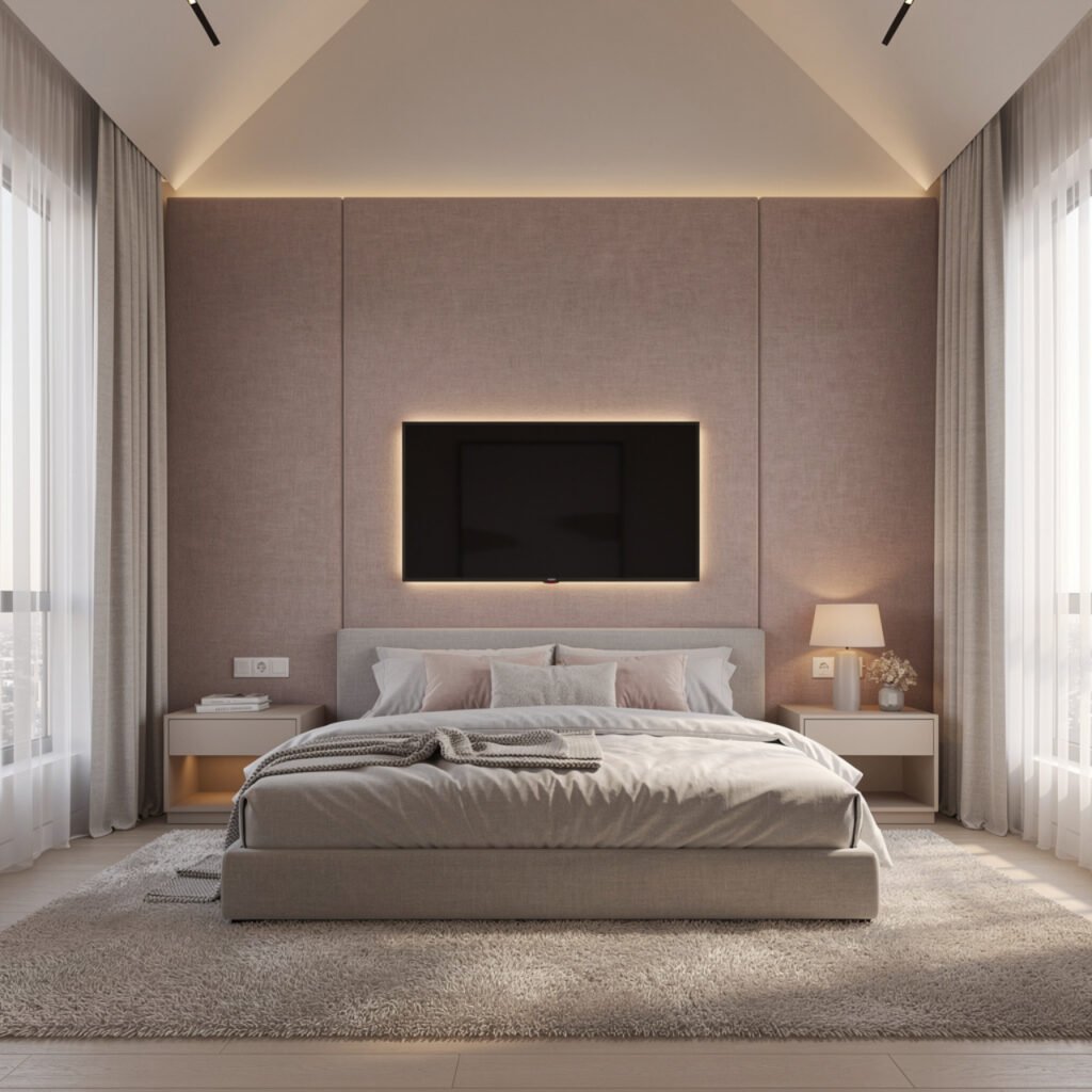 Bedroom TV Wall Decor Idea