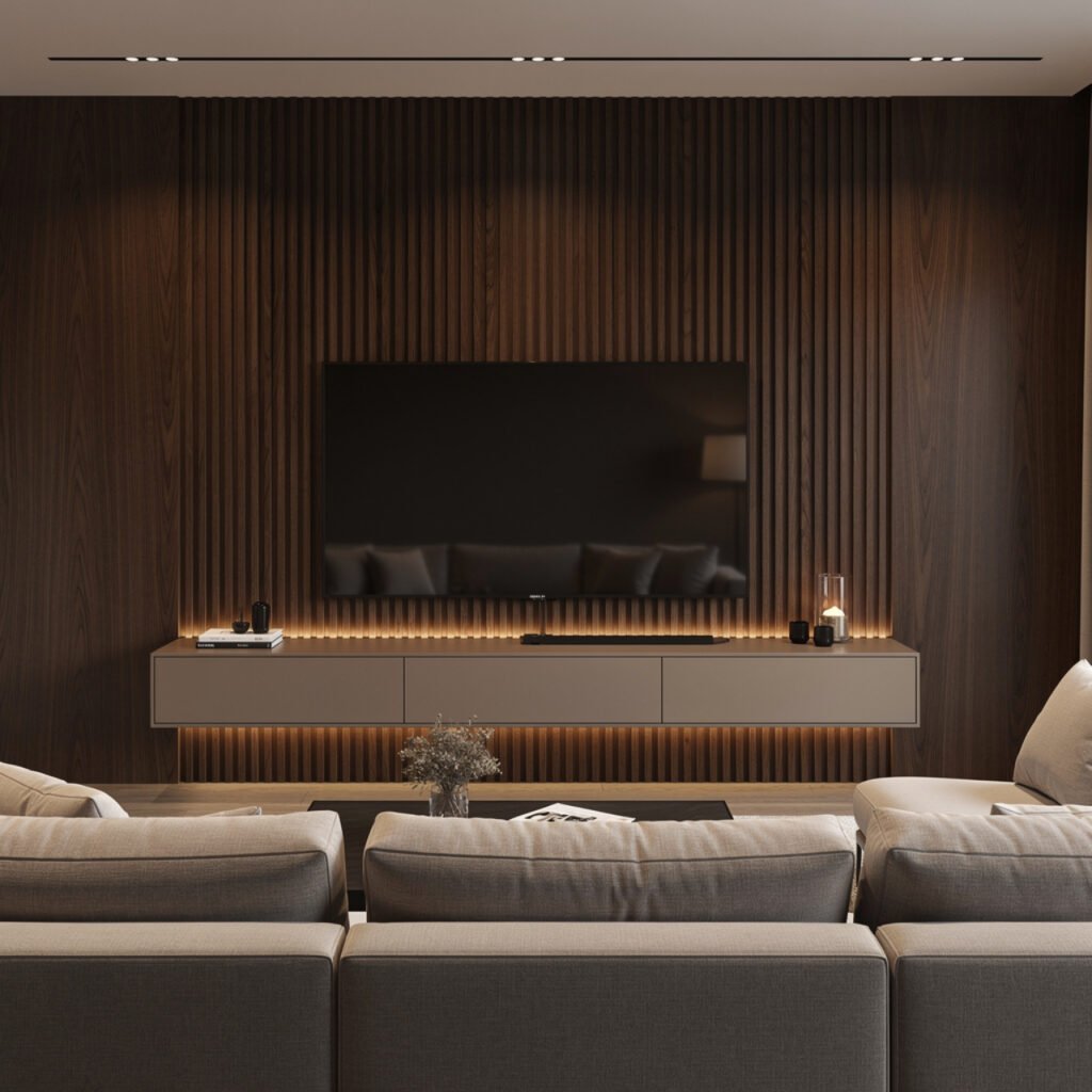 Wood Panel TV Wall Idea
