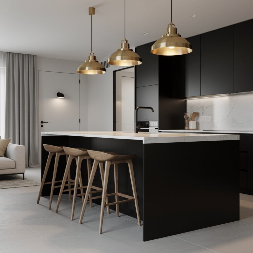 Black Kitchen Peninsula Ideas