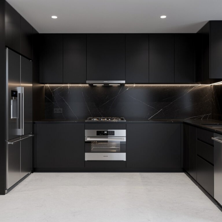 black kitchen interior